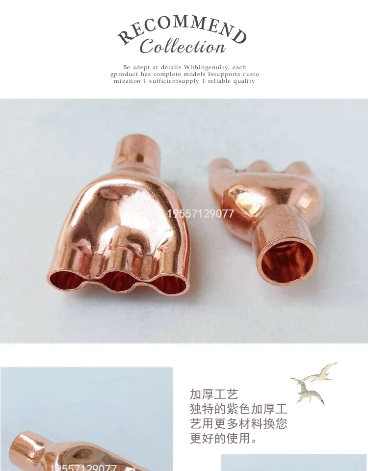 1/4" 3/8" 5/8" 6,35/9,52/16mm Reduzierstück Y-Form 4 Wege Splitter Schweißsockel Kupfer End Feed Lötanschluss Klimaanlage – Detail 6