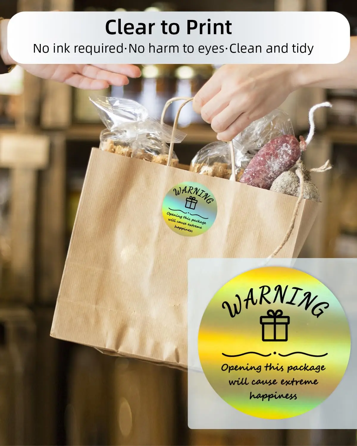 Shiny Gold Laser Adhesive Labels - Durable Waterproof Stickers for Gift & Retail Branding