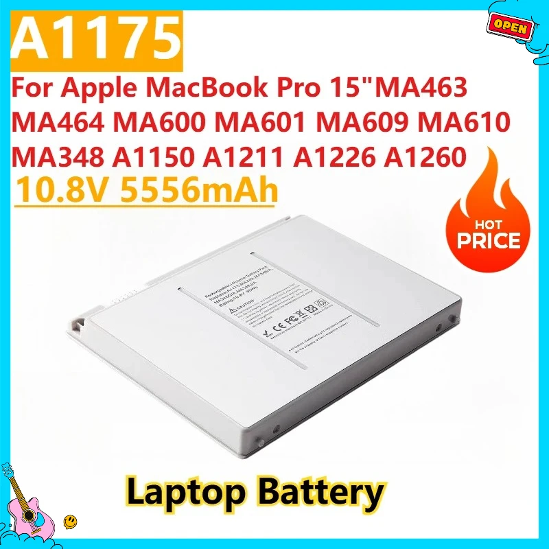 

Новый сменный аккумулятор для ноутбука A1175 10,8 В 5556 мАч для Apple MacBook Pro 15 дюймов MA463 MA464 MA600 MA601 MA609 MA610 MA348 A1150