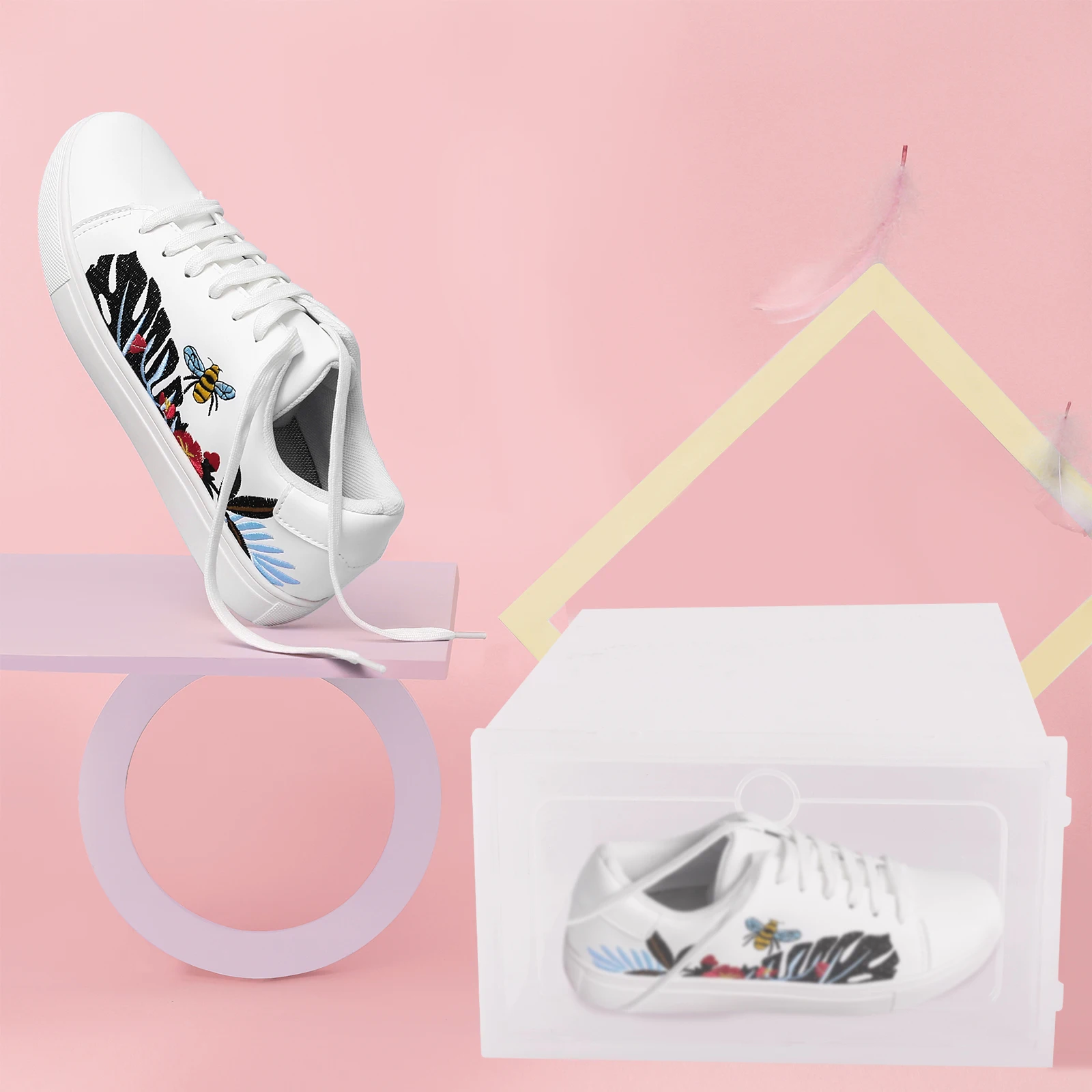 

6 PCS Shoe Box Transparent Shoes Boxes Storage Plastic Clear Stackable Water Proof