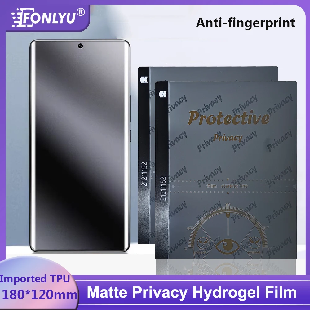 

FONLYU 50pcs TPU Privacy Hydorgel Film Sheets for iPhone 16 15 Pro Max Curved Screen Protector SS 890C Cutting Machine Plotter