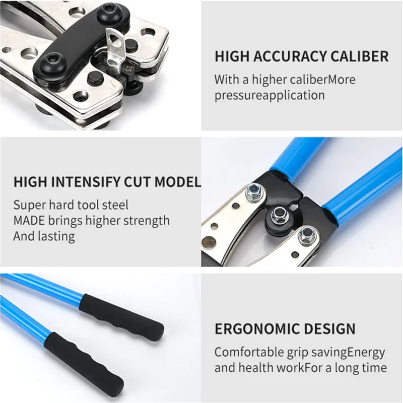 HX-50B Crimping Plier 6-50mm AWG 1-10 Cat Auto Copper Ring Bare Cable Battery Terminals Lug Crimping Tool Cable Terminal Plier