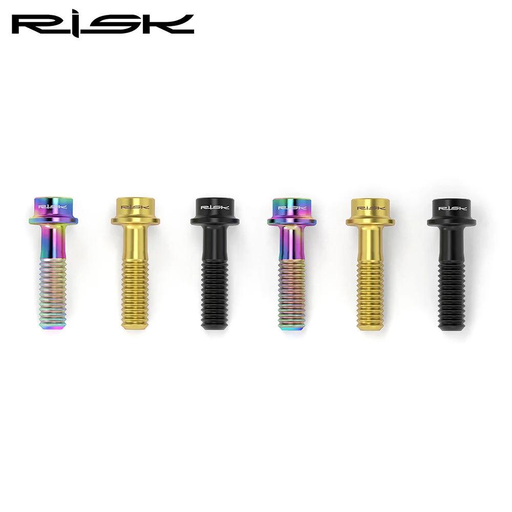 RISK 2PCS M5*18mm Bike Stem Handlebar Fixing Titanium Ti Bolts Fixed Screws Hollow Lightweight  for MTB Bicycle Seat Post Clamp