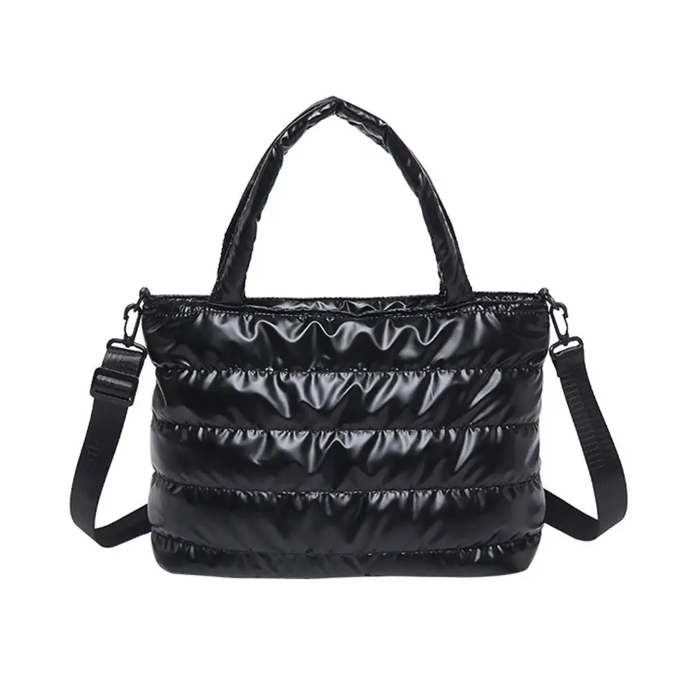 Damen-Umhängetasche aus Baumwolle mit Stickerei-Detail, Einzel-Schulter-Handtasche, Modisches Herbst-Winter-Design mit Glanzoberfläche – Detail 1