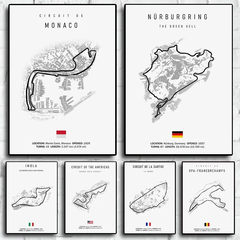 F1 Internationa Track Circuit Canvas Painting F1 Imola Wall Art Nordic Poster Aesthetic Motorsport Race Picture For Home Decor - view 5