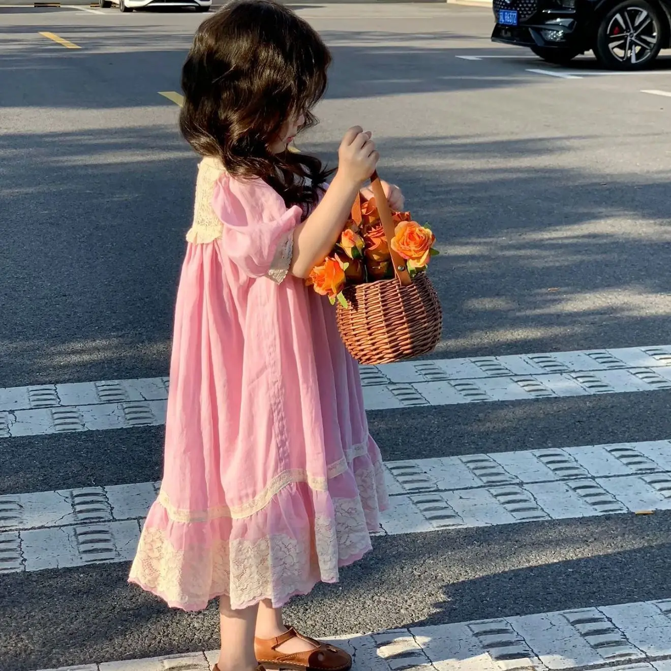 

Bubble Sleeve Dress Cute and Sweet Korean 2025 Summer New Bubble Sleeve Lace Splicing Princess Dress