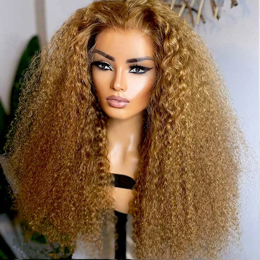 

Мягкие предварительно сорванные парики длиной 26 дюймов, плотность 180, медовый блондин, странные вьющиеся, глубокие парики спереди, для женщин с волосами ребенка, бесклеевые, на каждый день