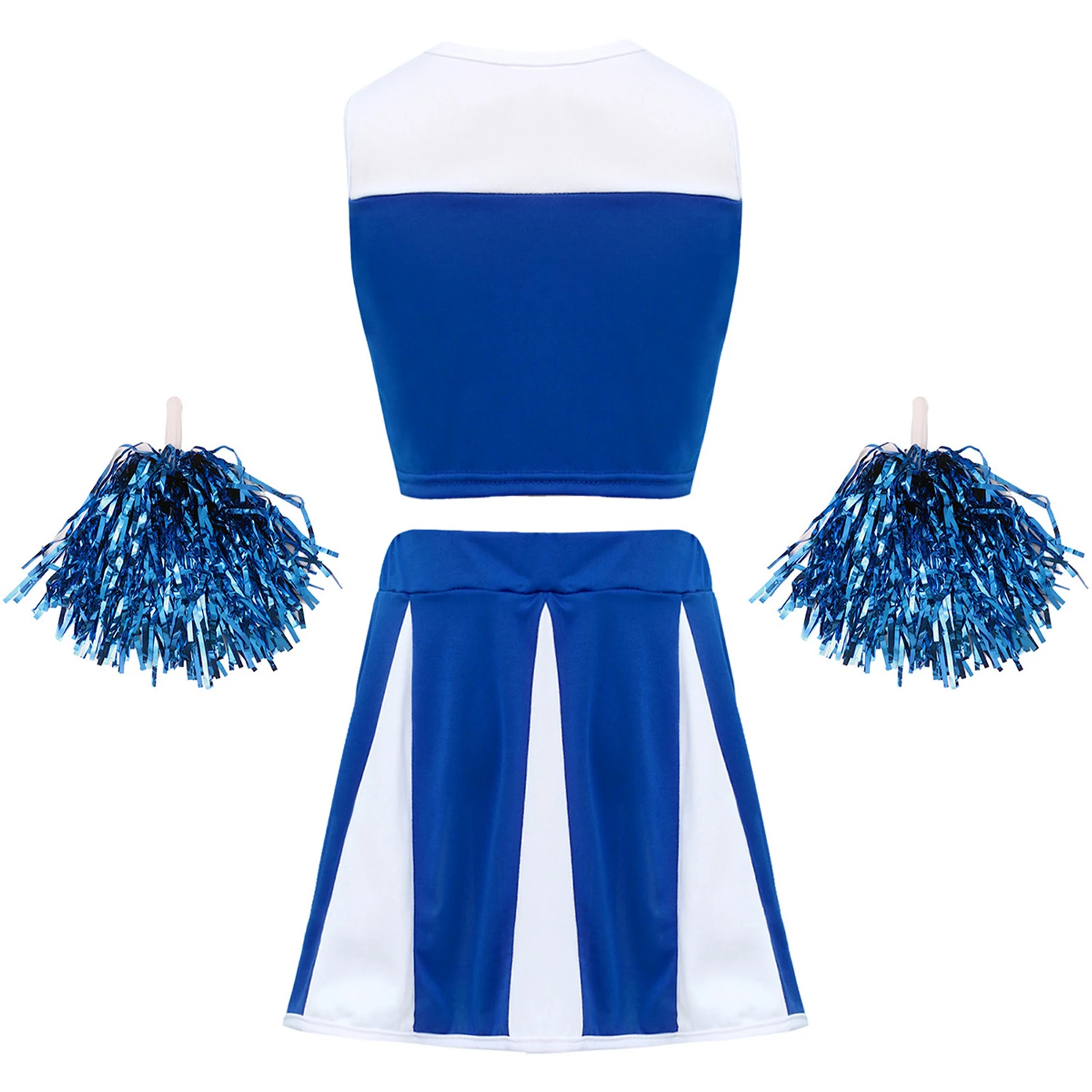 Child Girls Cheerleader Uniform Outfit Cheerleading Costumes Sleeveless Short Top And Skirt Hand Flower for Football Party Wear