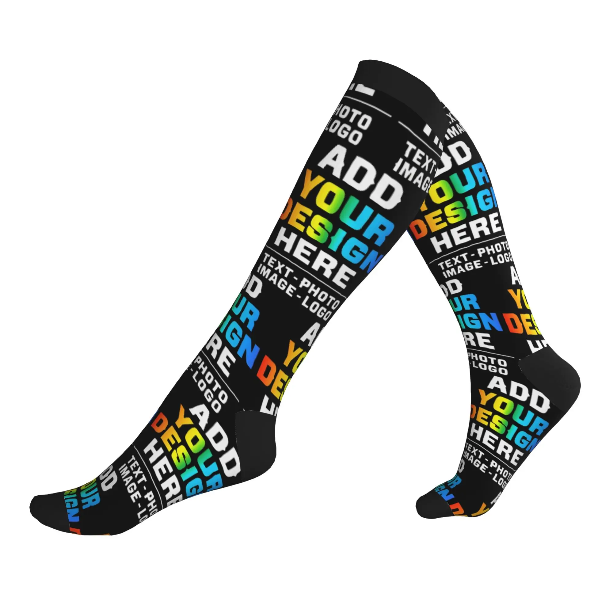 Personalized Custom Add Your Name Socks Women Men Stretch Summer Autumn Winter Customized Logo or Text Sports Compression Socks