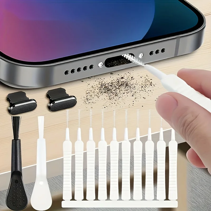 

10PCS of multi-purpose dust removal and cleaning tool kit,suitable for charger ports, speakers,mobile phones,and shower heads