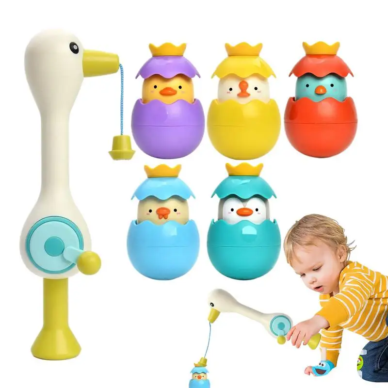 

Fish Toys for Kids Fun Bird Shape Kids Fishing Pole Toy Learning Educational Toy Bath Toys 2-in-1 Play Fishing Set with Wobbling