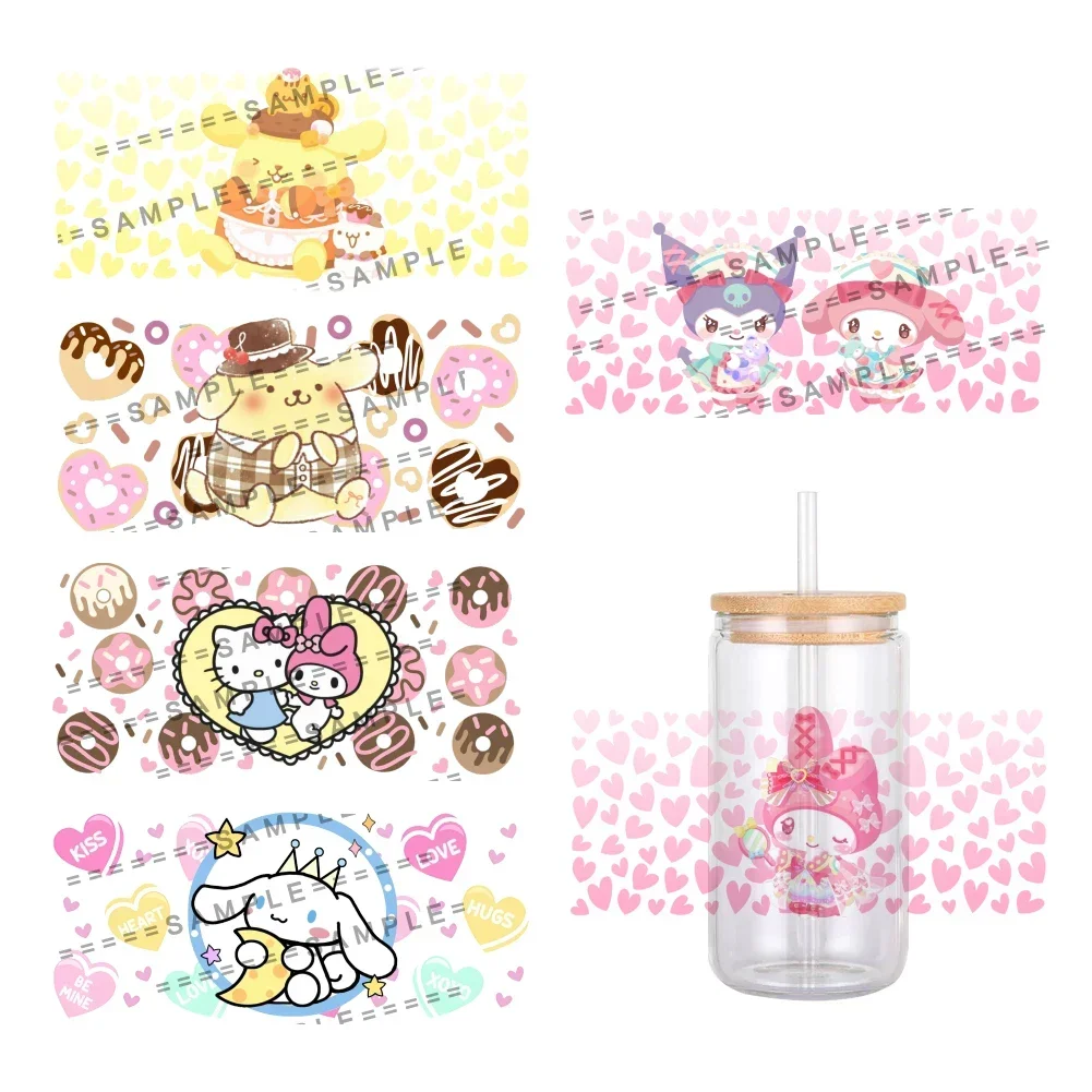 

Girls Valentine's Day Sanrio Character UV DTF Transfer Sticker Waterproof Transfers Decals For 16oz Glass Cup Wrap Stickers