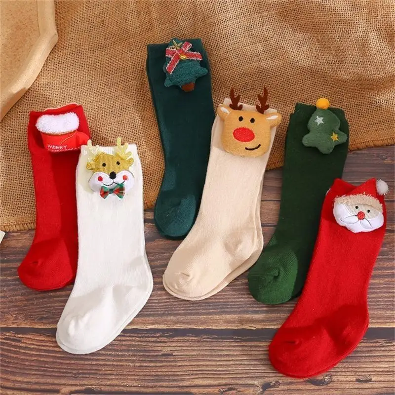 Q22D Cotton Socks Newborn Infants Toddlers Girls Christmas Santa Elk Socks Gift