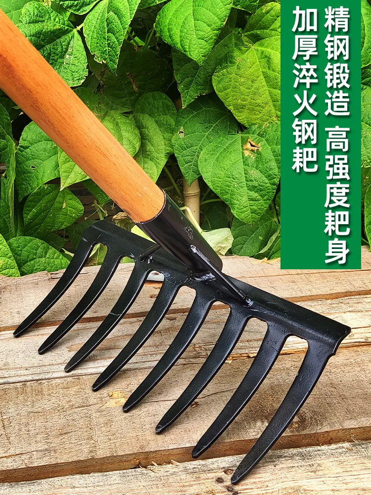 Iron Weeding Rake 6teeth 8teeth Rake Farm Tools Scarifying Soil  Raking Grass Agricultural Tools Garden Iron Rake Lawn Rake