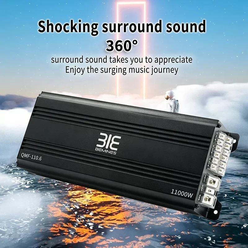QMF-110.6 منتج جديد الاتجاه 12 فولت مضخم صوت صغير للسيارة 6 قناة أمبير إعلانات مكبر صوت للسيارة