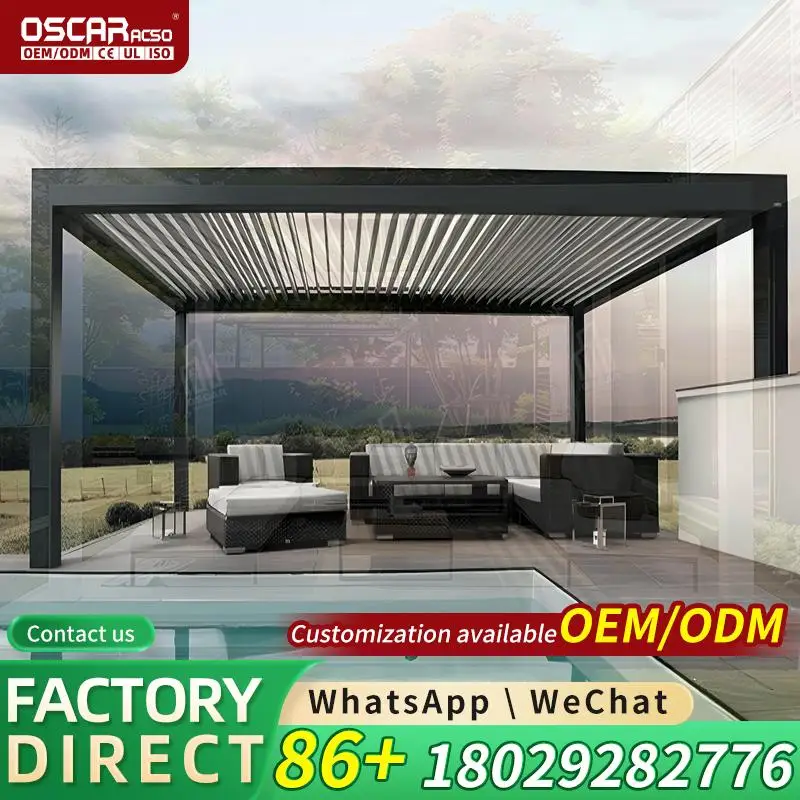 3x4 Aluminium Smart Retractable Roof Awning Motorized Waterproof Outdoor Garden Sun Shade in Europe pergola
