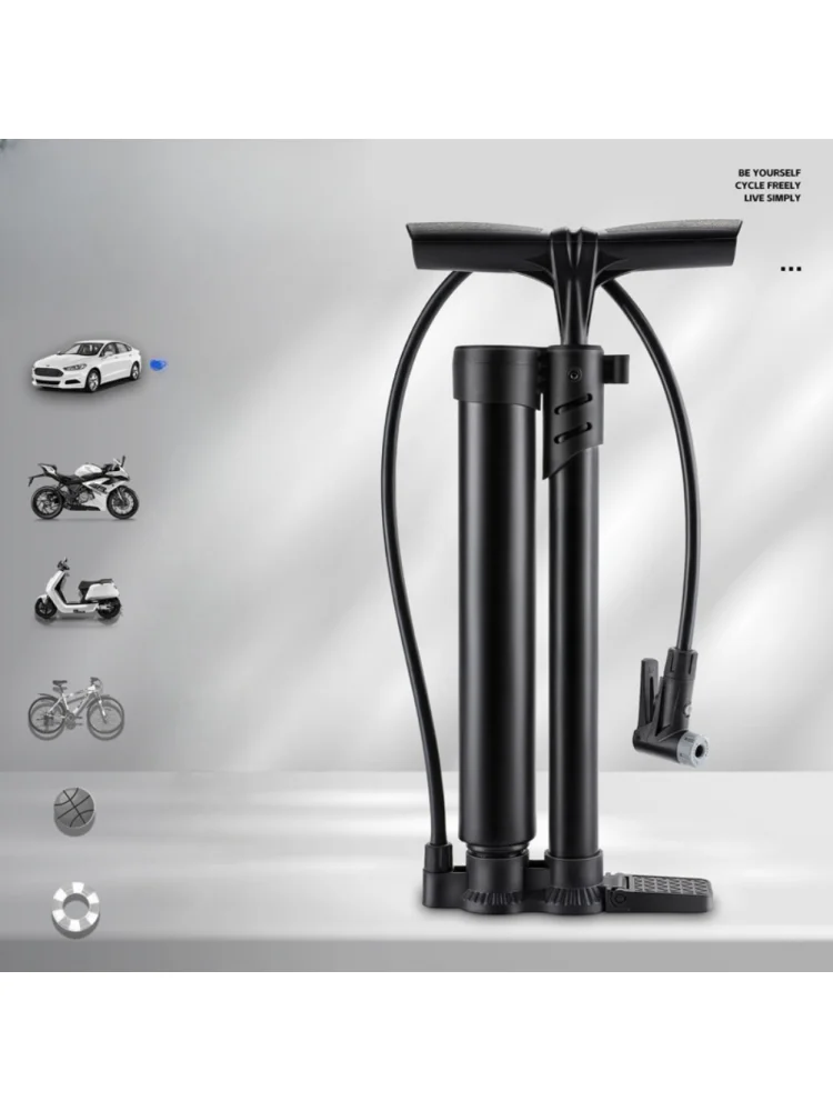 AliExpress MEROCA Bicycle Pump Portable Dual Tube High-pressure Quick-fill Inflation Blast Pump With Pressure Gauge Bike Pumps Accessories