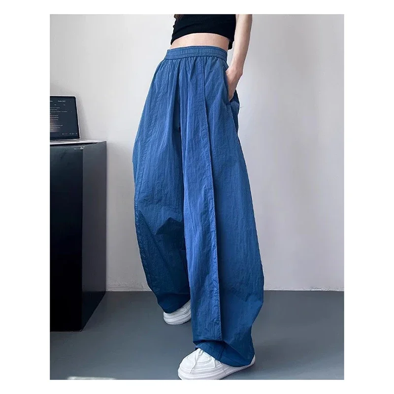 سراويل رياضية غير رسمية جديدة لصيف 2024 سريعة الجفاف ، فضفاضة وتنحيف ، سراويل بطول الأرض ، خصر عالي ، سراويل واسعة الساق للنساء