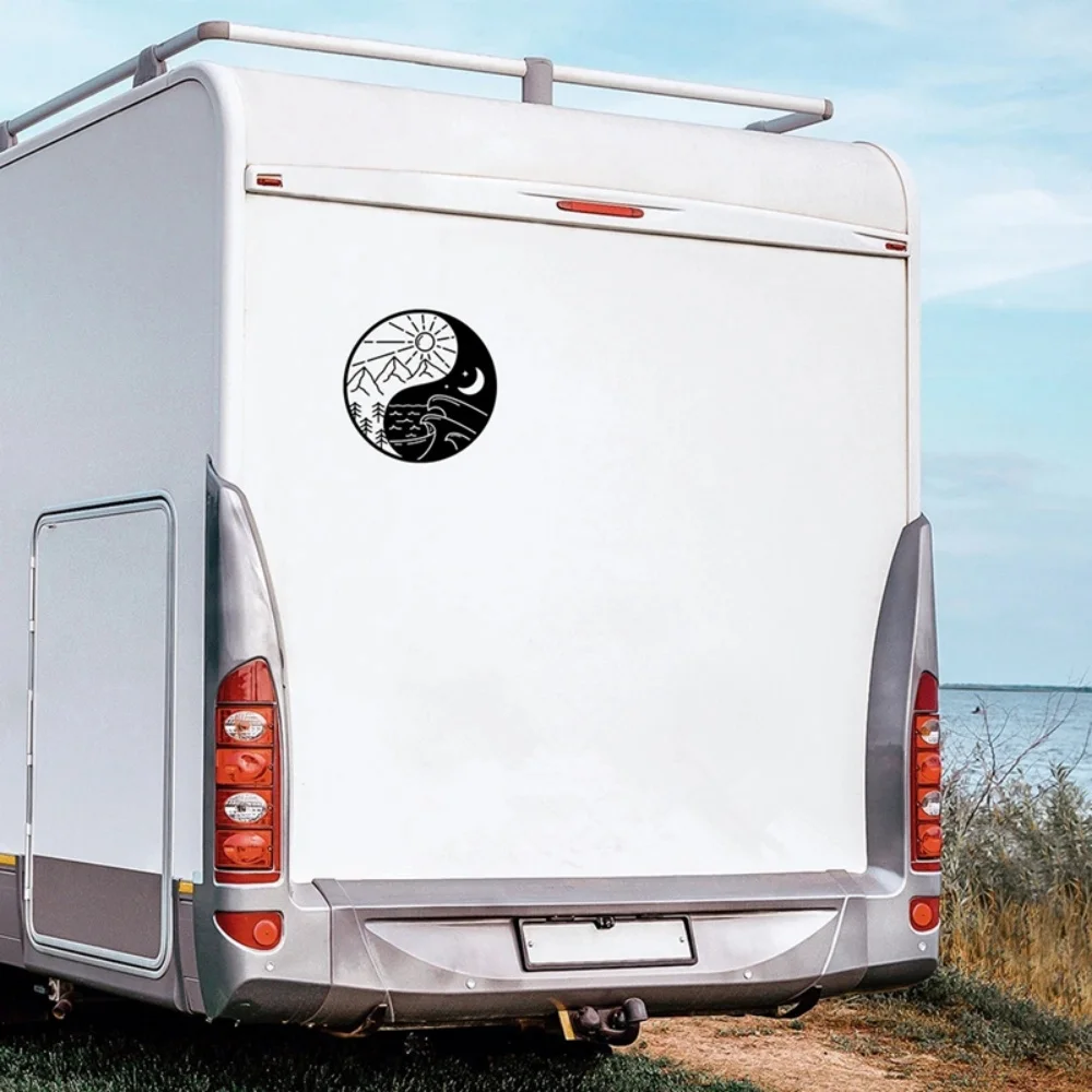 Camper Van Mountain Sea Day Night Sticker Motorhome RV Suv Car Styling Vinyl Accessories Decoration Car Sticker
