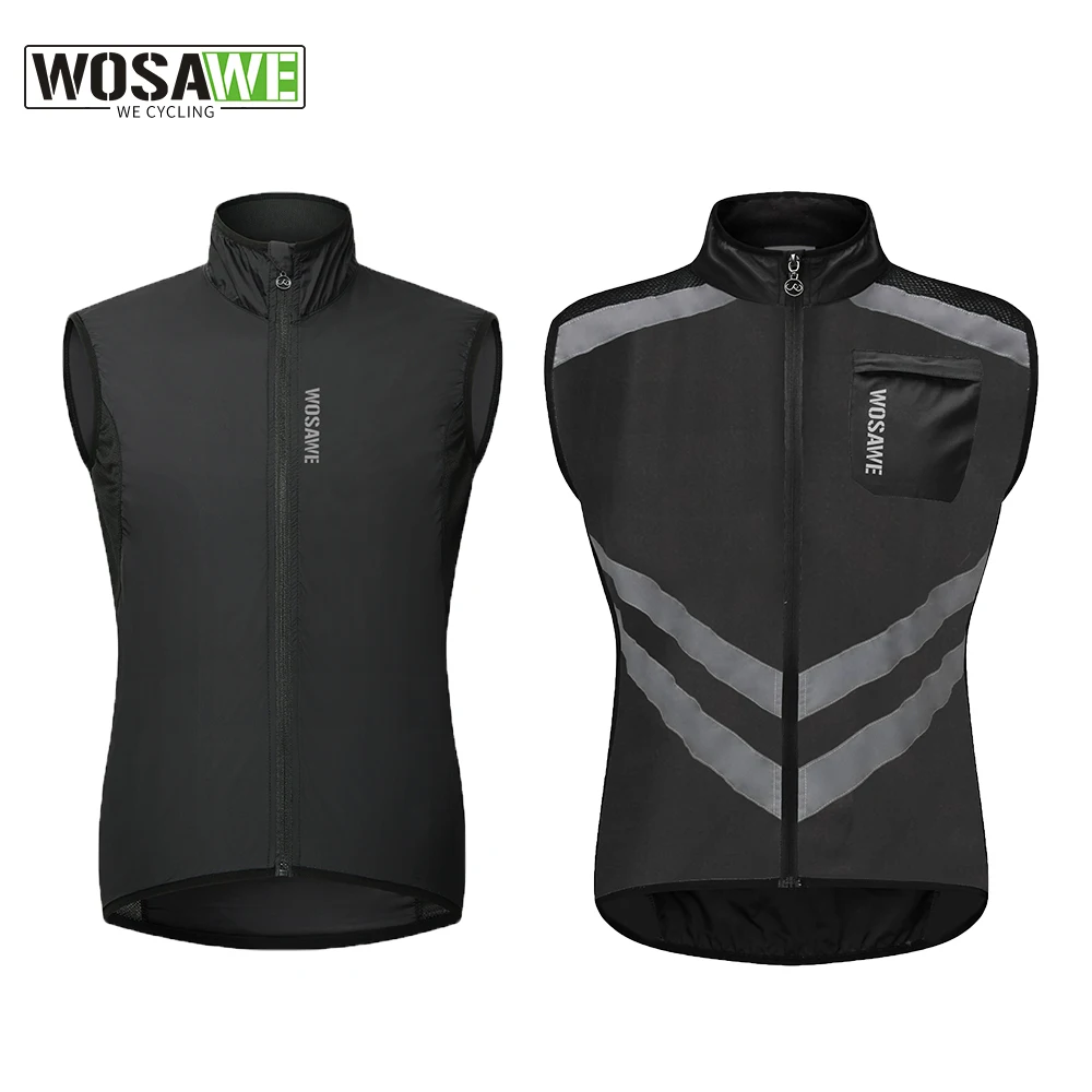 

WOSAWE High Visibility Cycling Vest Windbreaker Reflective Gilet MTB Bike Vest Breathable Jogging Fishing Sportswear Mesh Vest