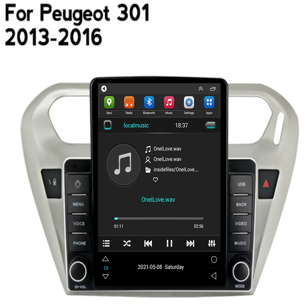 أندرويد 14 راديو السيارة لبيجو 301 سيتروين إليزيه 2013 2014 2015 2016 2017 2018 مشغل وسائط متعددة ستيريو Carplay 2din الصوت BT