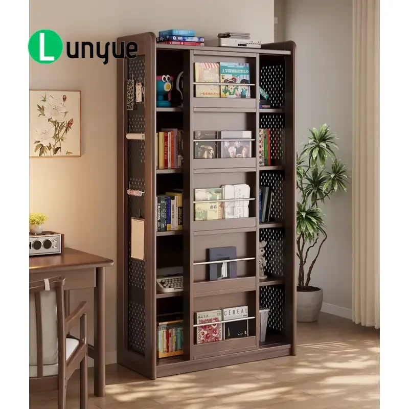 Nordic Solid Wood Bookcase Natural Rubber Wood Eco Friendly Durable Large Capacity Free Combination Storage Shelf for Bedroom
