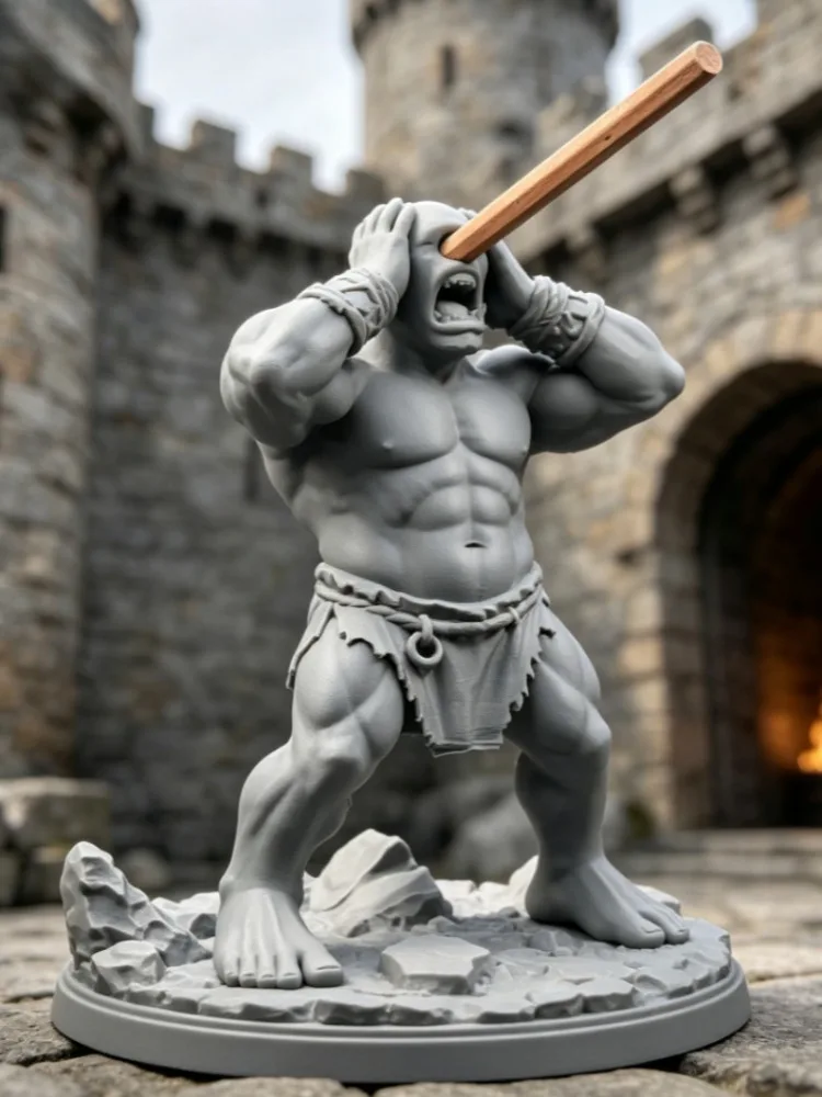 3D Printed Cyclops Giant Pencil Holder Figurine Pen Stand Medieval Fantasy Monster Statue for Tabletop Collection Decor Gift