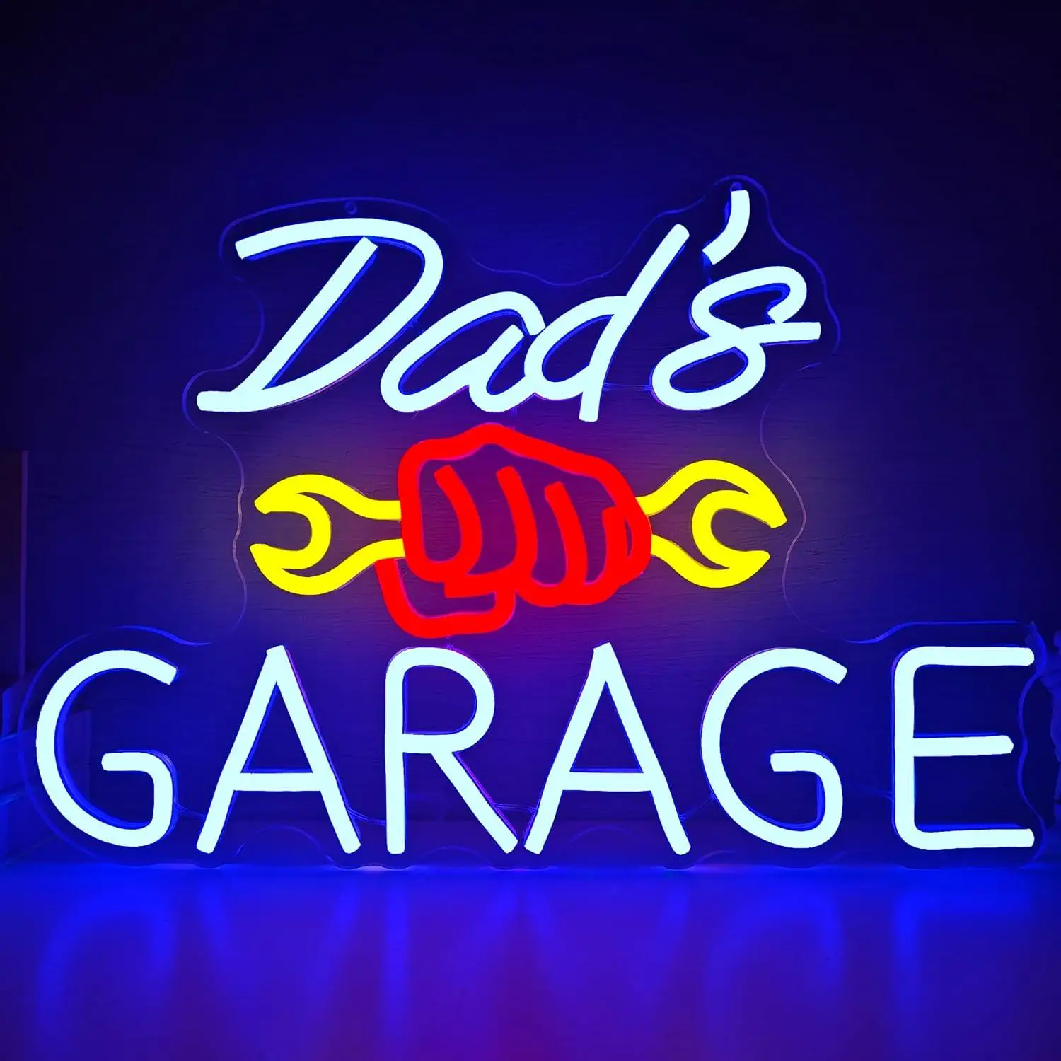 Dad's Garage Neon Sign USB Dimmable LED Neon Light for Garage Workshop Auto Repair Shop Man Cave Neon Wall Art Father’s Day Gift