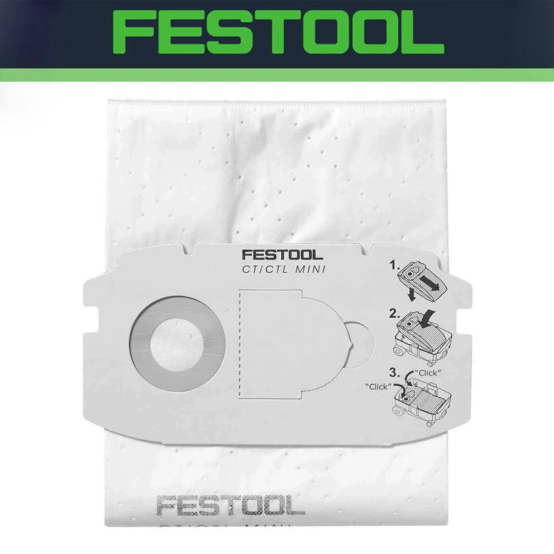 Festool 498410 LonglifeSelf Clean Durable Filter Bag Fast Easy Secure Sturdy Bags Applicable To CT Mini Dust Extractor