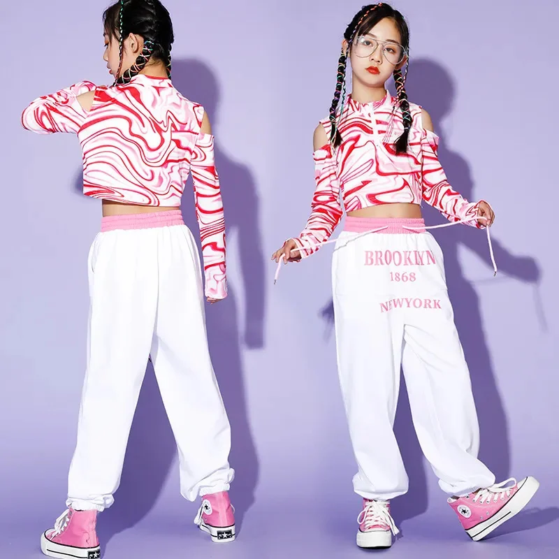 Grils Streetwear Fashion Loose Casual Sport Pants Kid Long Sleeve T-shirt Sets Jazz Hip Hop Harem Pant Children Tracksuit