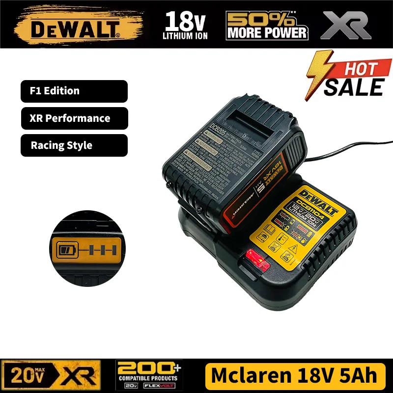 

DEWALT McLaren F1 Team 18 В 5 Ач аккумулятор гоночной серии литий-ионный аккумуляторный электроинструмент с зарядным устройством DCB1104 перезаряжаемый комплект