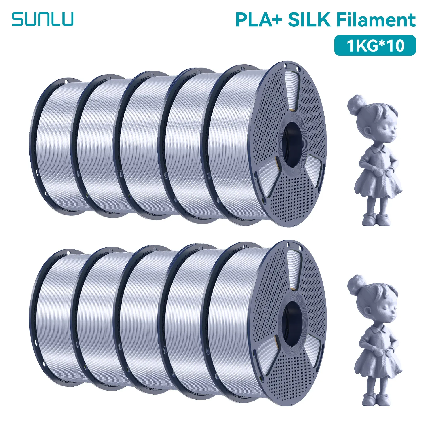 SUNLU Zijde PLA+ Filament 1,75 mm 10KG 1KG/Roll 1,75 MM Upgrade Spool Compatibel met Bambulab Navulfilament Zijdezacht oppervlak