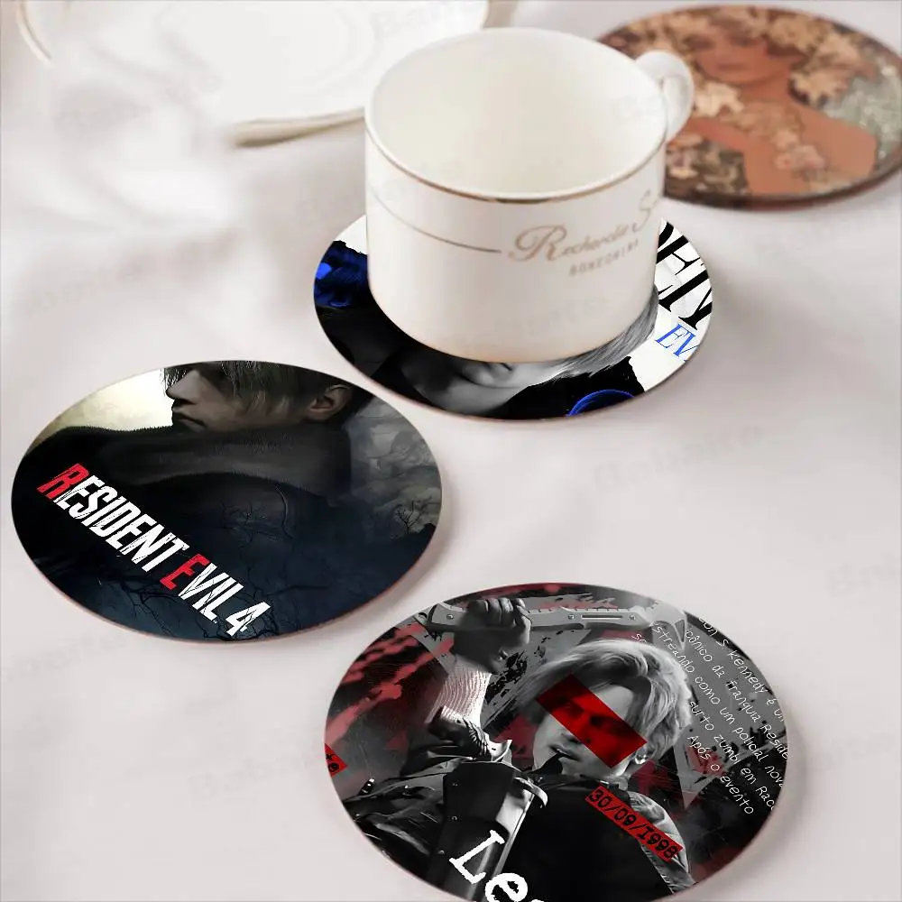 Game Leon Scott Kennedy Natural Wood Coaster Creative Cartoon Absorbent Cushion Coffee Mug Bowl Cushion Insulation Cushion
