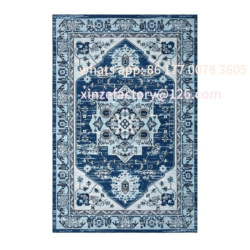 

Customizable Vintage Boho Area Rug Retro Machine Rug Washable Low Pile Non-Slip Floor Mat Carpet for Living Room Bedroom Indoor