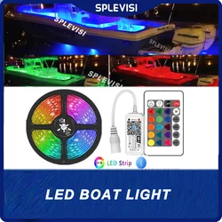 Luces de barco con Control remoto y Wifi, 16 colores cambiantes, luz Interior impermeable para barco, Pontón, yate, 16,4 pies