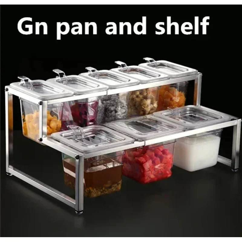 Acrylic Stainless Steel Pot Rack Milk Tea Shop Restaurant Jam Box Food GN Tray Shelf Seasoning Commercial Chafing Buffet Pan