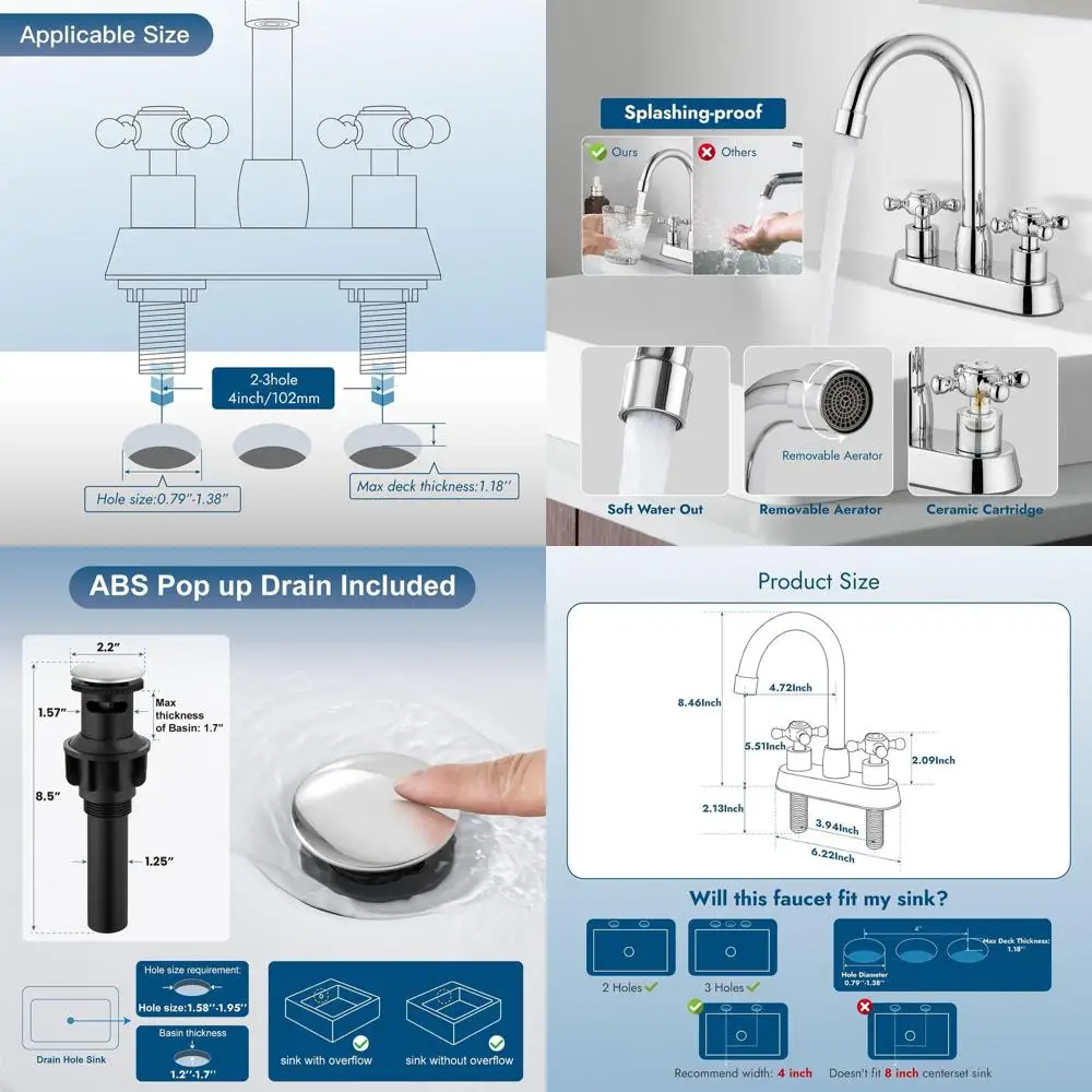 

Винтажный смеситель для ванной комнаты с двойной ручкой и выдвижным сливом, полированный хром