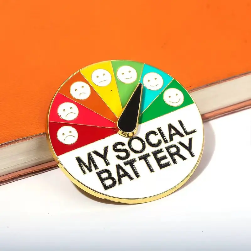 FTCY 1/2 Stück My Social Battery Stimmungsanzeige-Brosche für Damen und Herren – Energie-Brosche als Schmuckgeschenk – Detail 1