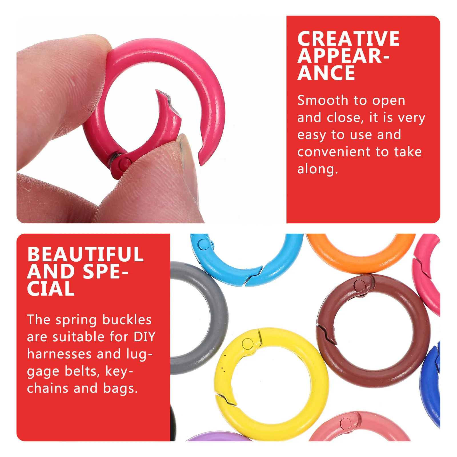 

24pcs Metal Spring Buckles Round Carabiner Clips For Diy Keychains Bag Harness Accessories Iron O-Rings Snap Hooks