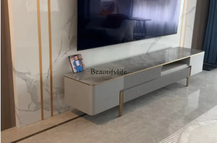 N Light luxury minimalist small apartment modern simple square coffee table living room household slate marble creative  simple