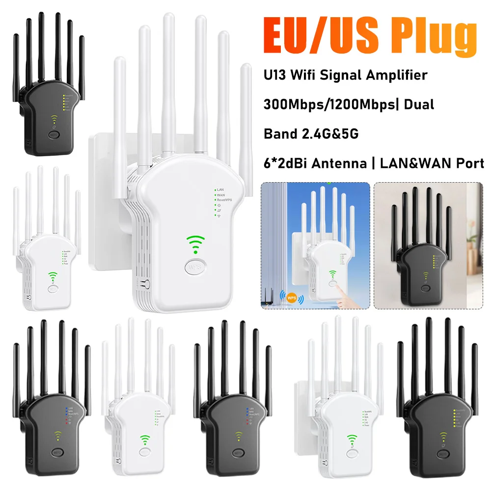 

1200 Мбит/с/300 Мбит/с усилитель сигнала Wi-Fi U13 двухдиапазонный 2,4G 5G Wi-Fi повторитель сигнала усилитель LAN WAN Wi-Fi удлинитель усиления Нью-Йорка