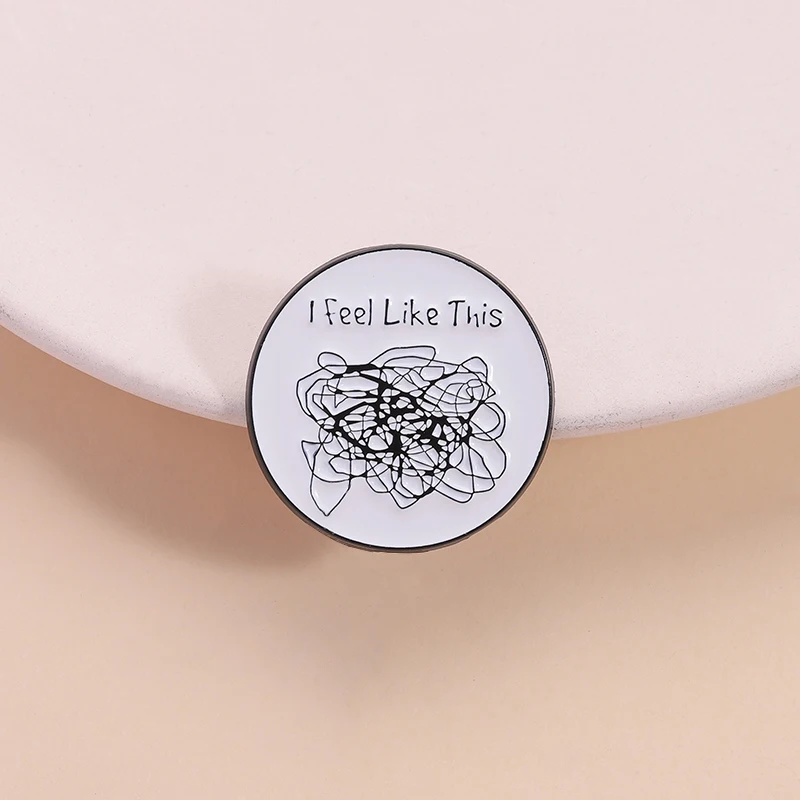 Thoughts Confusing Enamel Pin Funny Quote I Feel Like This Mind Awareness Brooch Lapel Badge Jewelry Accessories Gift for Friend