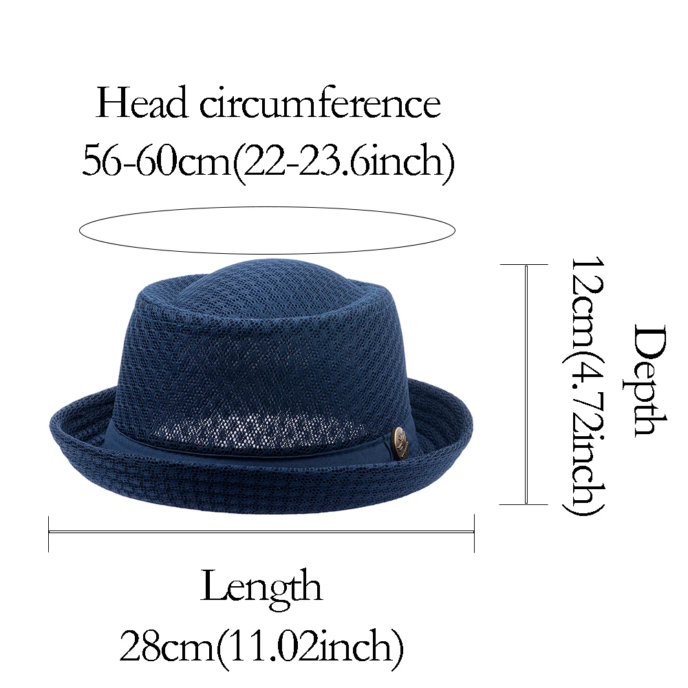 Summer Mesh Straw Pork Pie Hat Beach Party Fedora Cap Boater Porkpie Breaking Bad Flat Hat  Boater Derby for Men Women Soft Cool