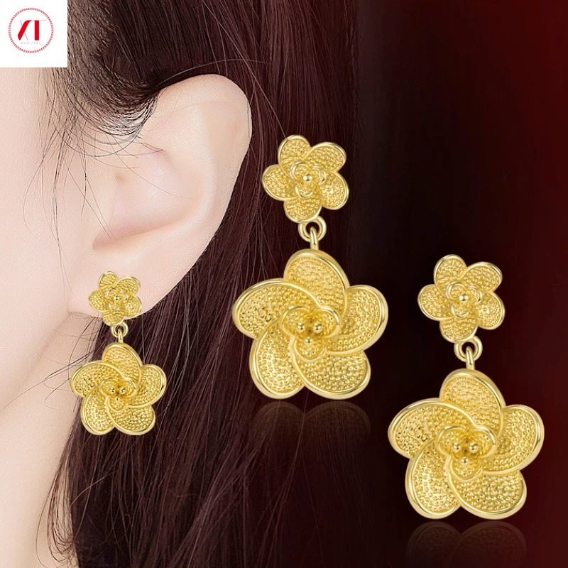 XT Jewellery Korea 24k Flower Stud Earrings Camellia 916 Original Gold Plated