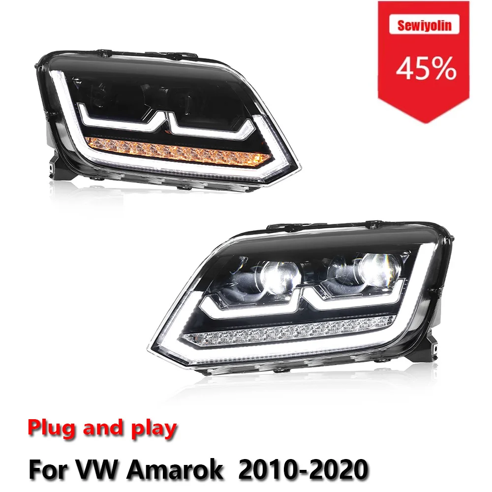 

Sewiyolin Car LED Headlight Accessories For VW Amarok 2010-2020 Projector DRL Brake Turn Signal Lamp Plug and Play