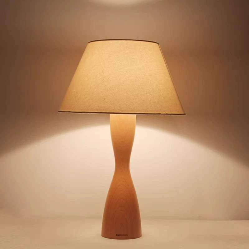 Beech LED Desk Lamp Stepless Dimming Retro Table Lamps Study Bedroom Bedside Lighting Light Angle Adjustment Home Reading Lights