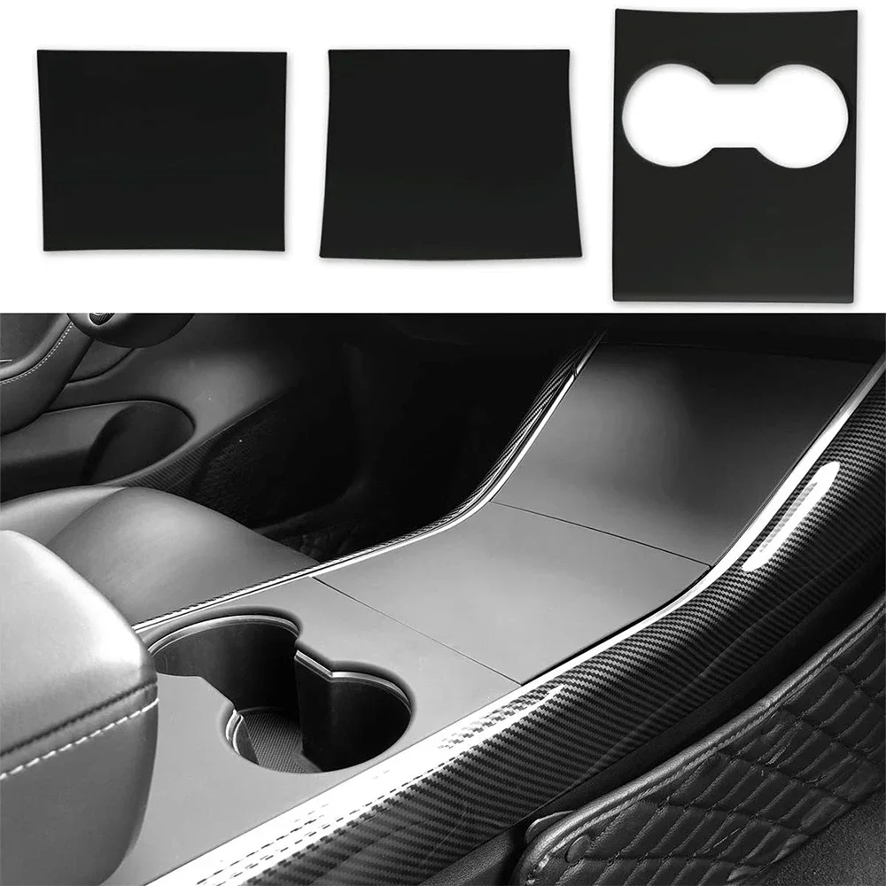 

For Tesla Model 3 Model Y 2017-2020 Center Console Wrap ABS Matte Black Console Cover Interior Decoration Wrap Kit Accessories