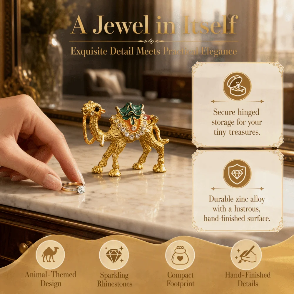 Zinc Alloy Animal-themed Trinket Box Crystal Rhinestone 5 x 2 x 4 cm Animal Figurine Box Hinged Lid Decorative Trinket Box Home