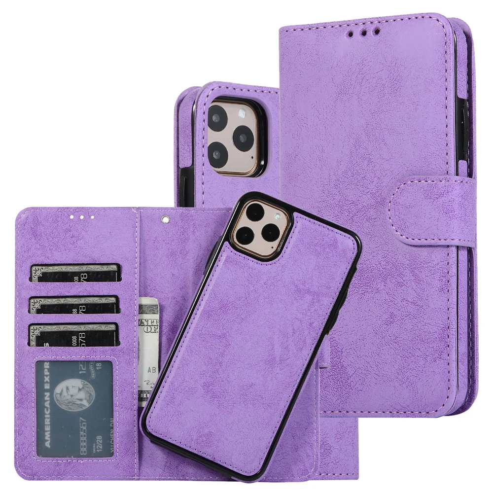 for iPhone 15 14 13 12 11 Pro Max Plus Mini X XR XS, 2-in-1 Magnetic Detachable TPU Shockproof PU Leather Wallet Case,Flip Cases