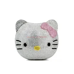 Hello Kitty New Anime Cartoon Shape Rhinestone Full Of Diamonds Dinner Bag Handmade Diamond-set Girl Lady Gifts Christmas Gifts